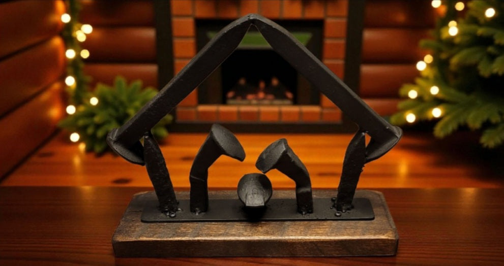 Rustic Railroad Spike Nativity