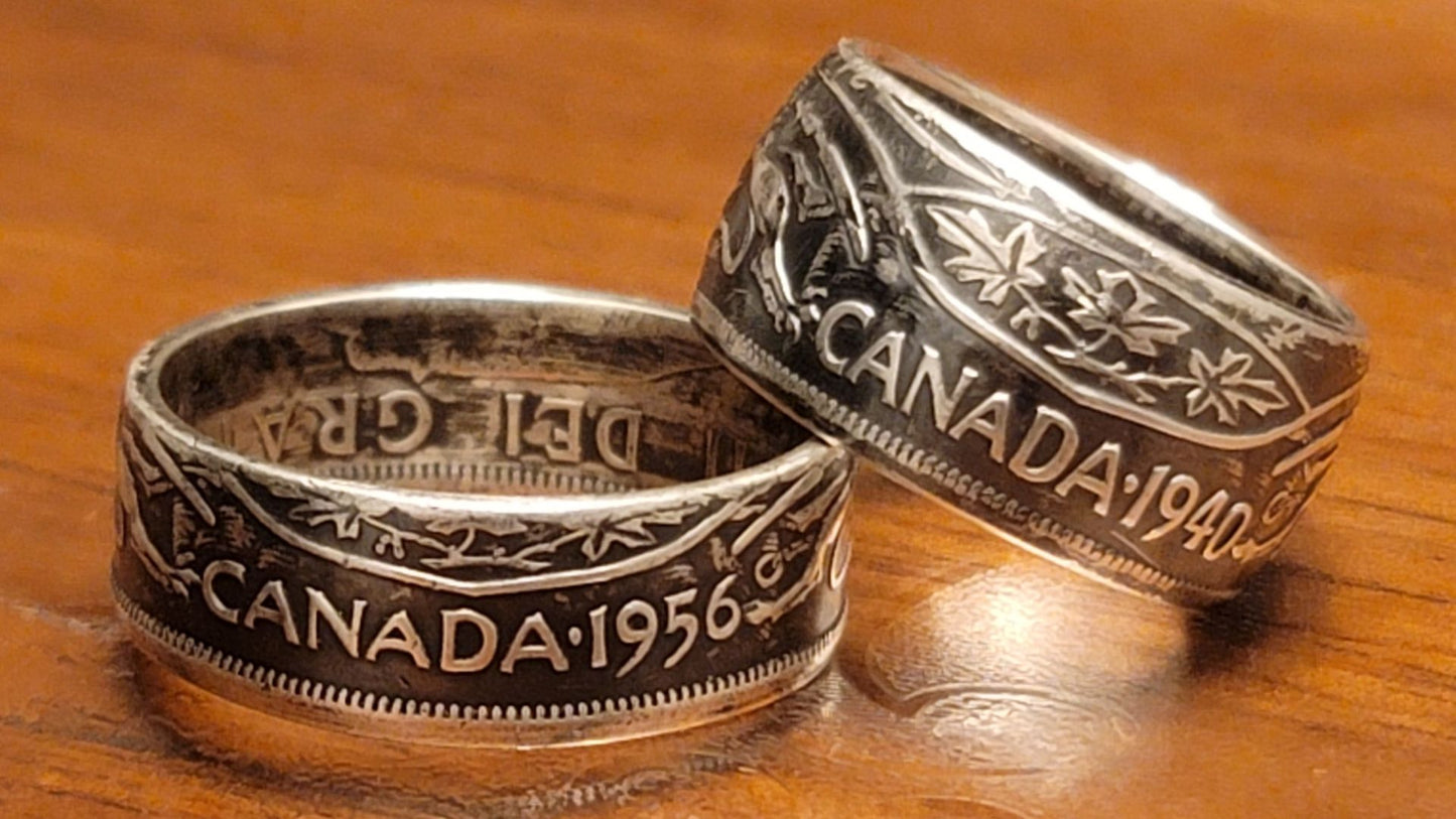 Canadian50 cent coin ring - 1937 to 1958