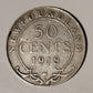 1918 sterling silver Newfoundland 50 cent coin.