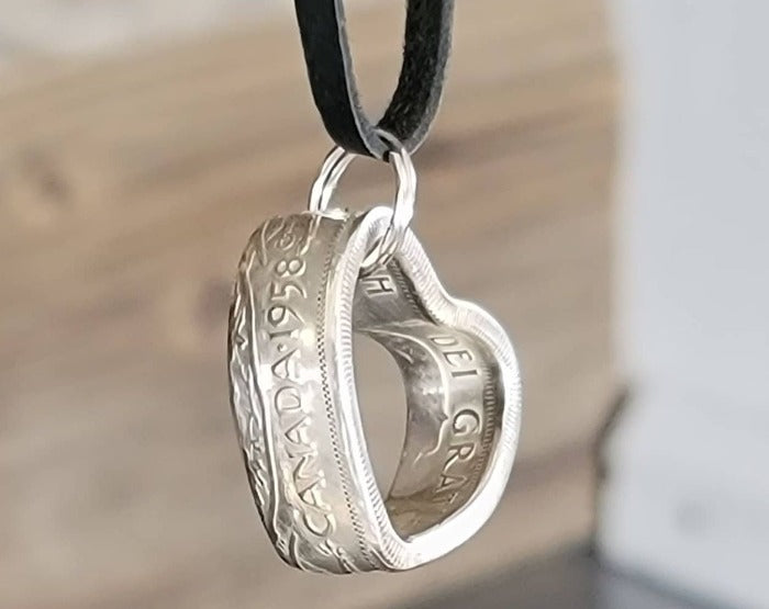 Silver coin heart pendant