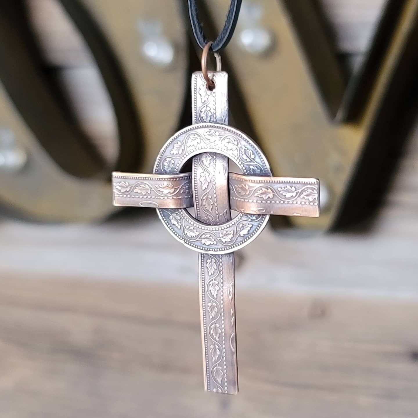 Canadian large cent cross pendant